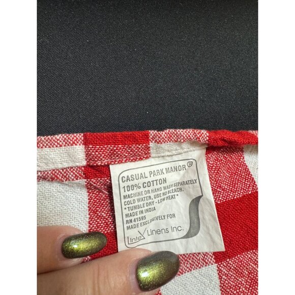 Casual Park Manor Red & White Checkered Cotton Napkins Set Of 4 - Picture 4 of 5